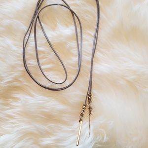 Grey and gold leather necklace